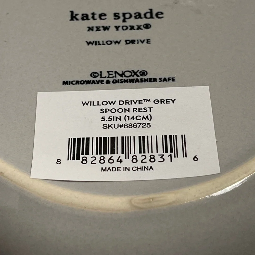 Kate Spade New York Willow Drive Grey Kitchen Spoon Rest - NWT ***